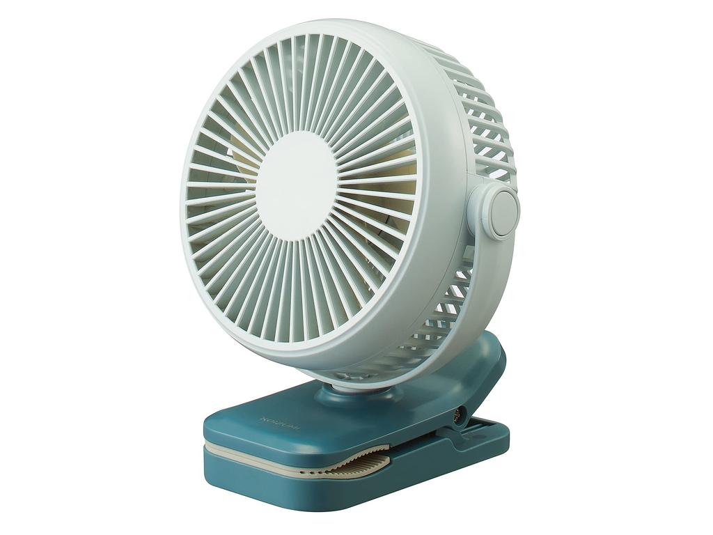Kozumi Portable Handy Clip Desk USB Airflow Fan, Fan, Fan, Rechargeable, 3-Level Adjustment, Blue, KFF-1117/A