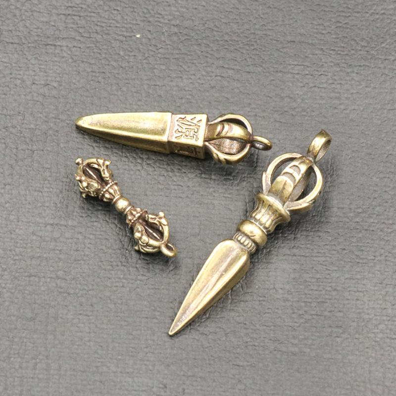 Handcraft Pendant Vintage Solid Religious Pestle Prayer Pendants Nepal Tibetan Handcraft Buddhist Vajra Pestle Copper Crafts