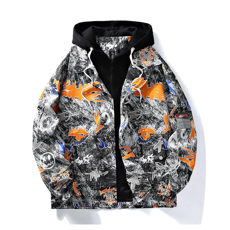 Fake Two-piece Boy Jacket Spring and Autumn New Loose Hooded Jacket