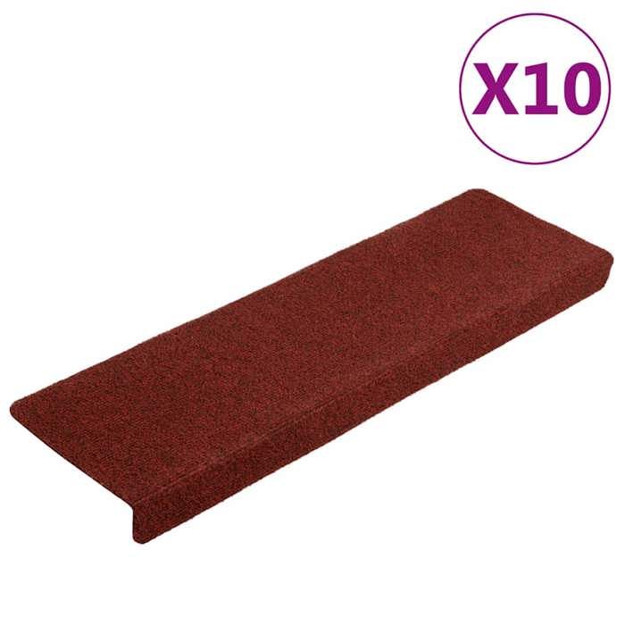 VidaXL Self-adhesive Stair Treads 10 Pieces 65 X 21 X 4 Cm Rectangular Border Burgundy Red 149731
