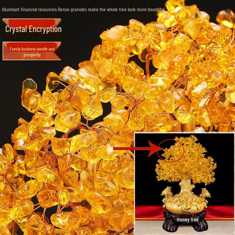Citrine Money Tree Ornament for Wine Cabinet and Living Room Display