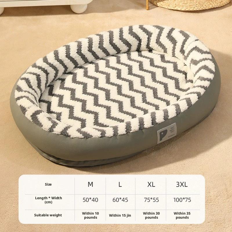 Höst och vinter varmt husdjursbo oval kattbur kattbädd plyschbo bitbeständigt icke-klibbigt husdjursmaterial hundkudde