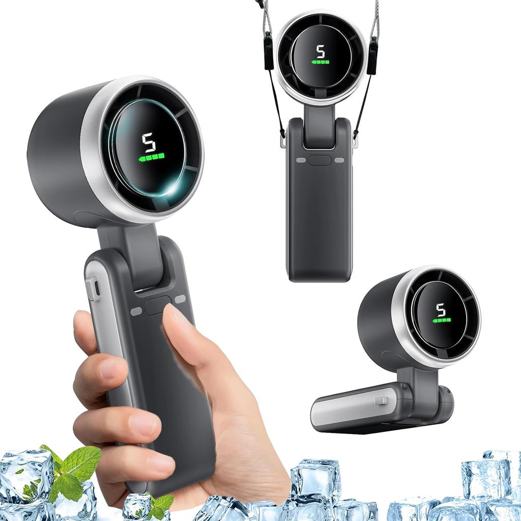 Handheld Fan RPM Speed 5200mAh Large Portable USB Fast LED LCD Airflow and Battery Level Mini Handheld Fan for Ultra-Powerful [19,000 Ultra-High &