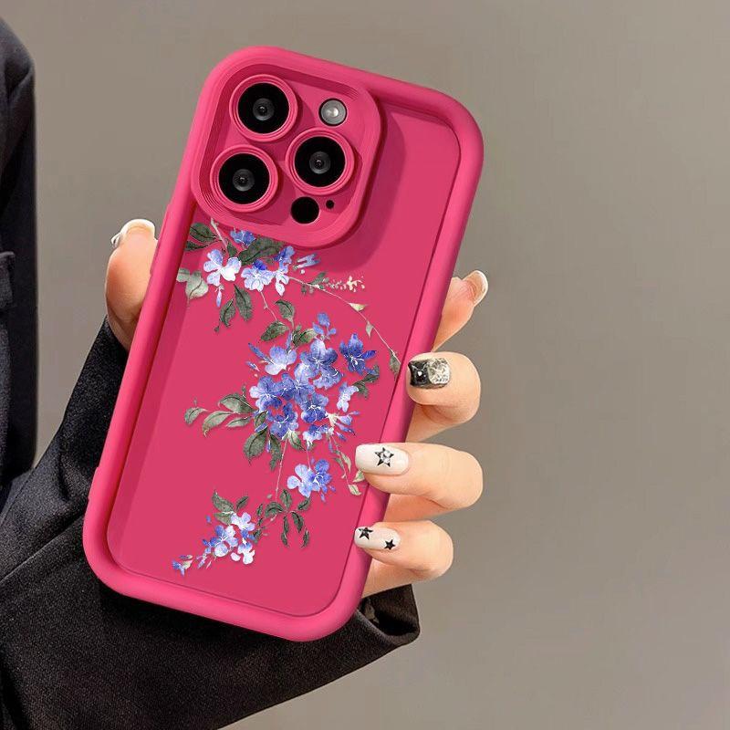 Simple Blue Flower for iPhone17PorMax Phone Case 14 Apple 13 Matte 12/15 Protective Case