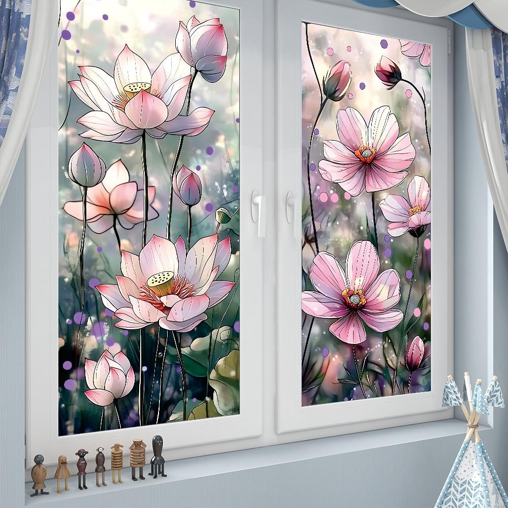 Novel and colorful Retro Frosted Color Electrostatic glass Stickers Anti-peep Sunscreen glass Stickers Window grille Decoration