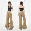 Spring Summer Pure Cotton Soft Comfort Micro Flare Flap Pocket Relaxed Flare Denim Pants For Women Casual Pants Oversize Denim Trousers