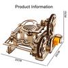 Ury 3D Wooden Puzzles Electric Catapult Track Device Marble Run Set Mechanical Model Science Maze 5 Balls Assembly Gift For Kids