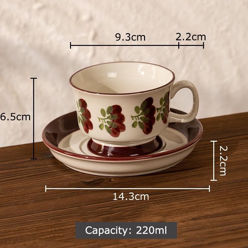 Painted Flowers Pattern Ceramic Cup&saucer Dining Table Gold-plated Coffee Mug Milk Tea Cup Afternoon Tea Teacup Juice Container