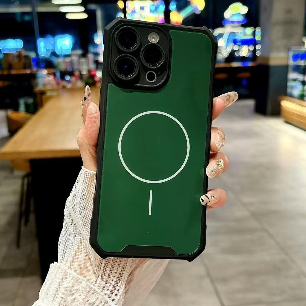 Suitable for IPhone16 Mobile Phone Case Four Corner Anti-fall Thin Circle Magnetic Suction Apple 15/14 Full-inclusive Protective Case