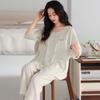 Pajamas Ladies Summer Seven-Point Cuffs Chest Pad Tencel Lyocell Middle-aged Mom Lady Wind No Collar Homewear