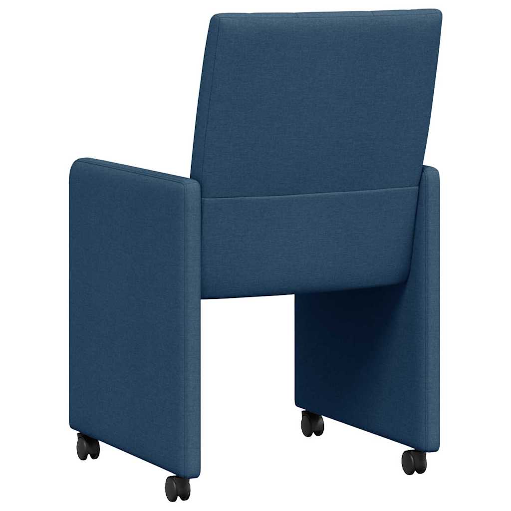 Dining Chairs with Casters 2 pcs Blue 58 x 65 x 94 cm Fabric
