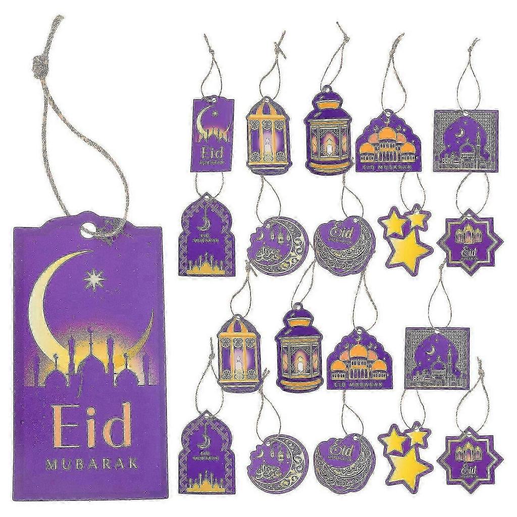 20pcs Ramadan Ornaments Eid Mubarak Hanging Banner Ramadan Mubarak Eid Party Banner Decors
