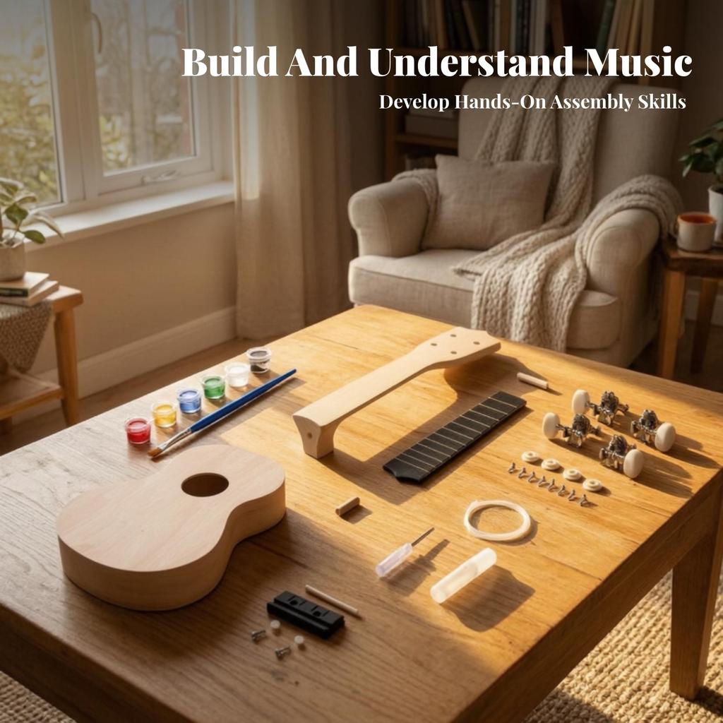 DIY Ukulele Kit Unfinished Instrument Playable for Beginners, Kids
