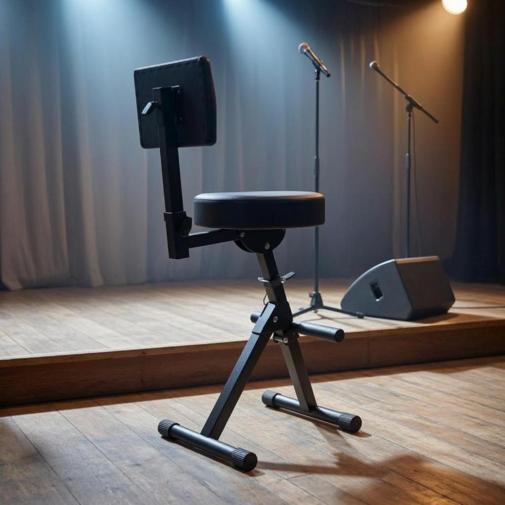 Height-Adjustable Guitar Stool with Backrest Foldable Anti-Slip