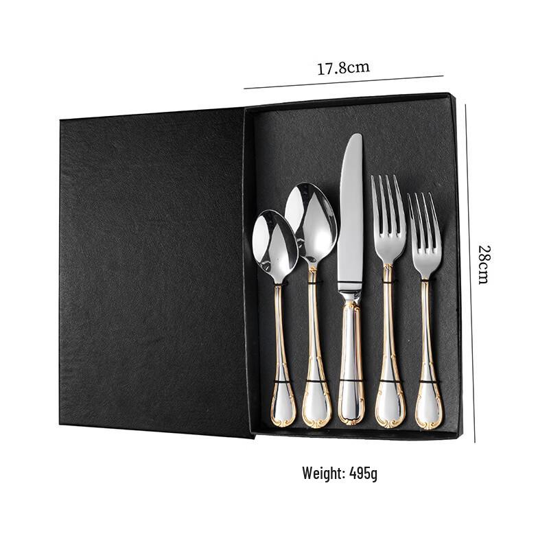 Abay 304 Stainless Steel Gold Rim Cutlery Set