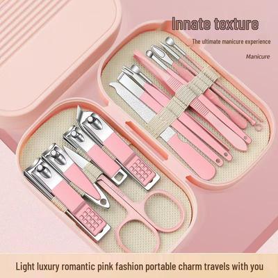 Compact Nail and Ear Care Set - Durable Manicure & Pedicure Tools with Clippers, Ear Pick, and Spoon for Dormitory Use.