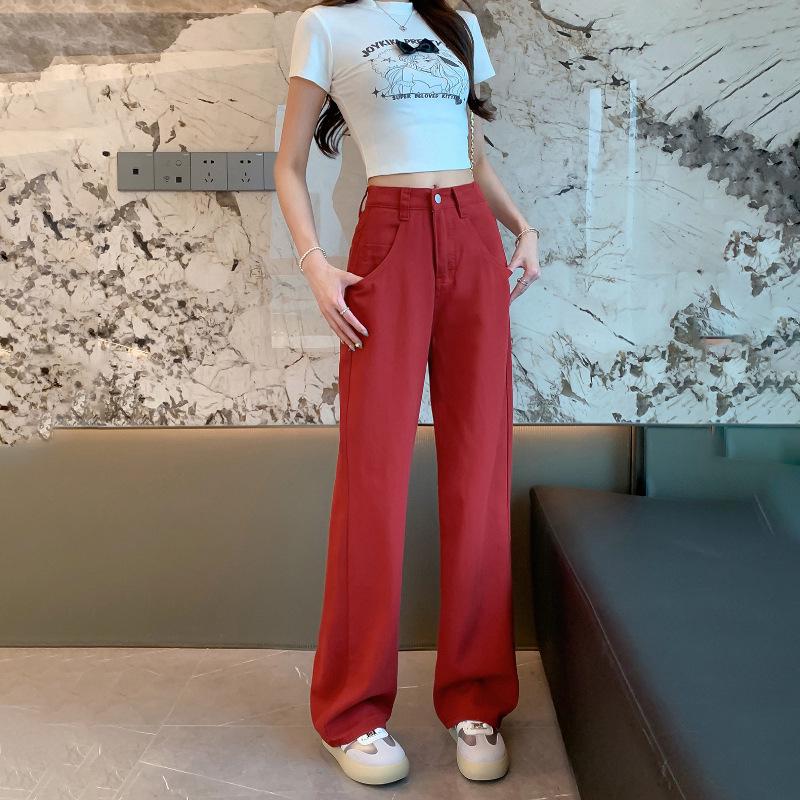 Women's High-Waist Wide-Leg Jeans - Slim, Straight, and Loose Fit for Spring, Autumn, Winter 2024.