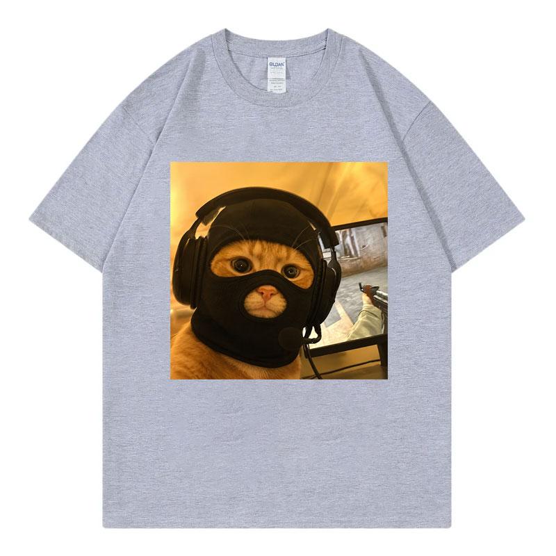 Cat Wearing Mask Funny Meme T Shirt Unisex Unisex Fashion Loose Short Sleeve Tshirts Summer Casual 100cotton Tshirt Streetwear
