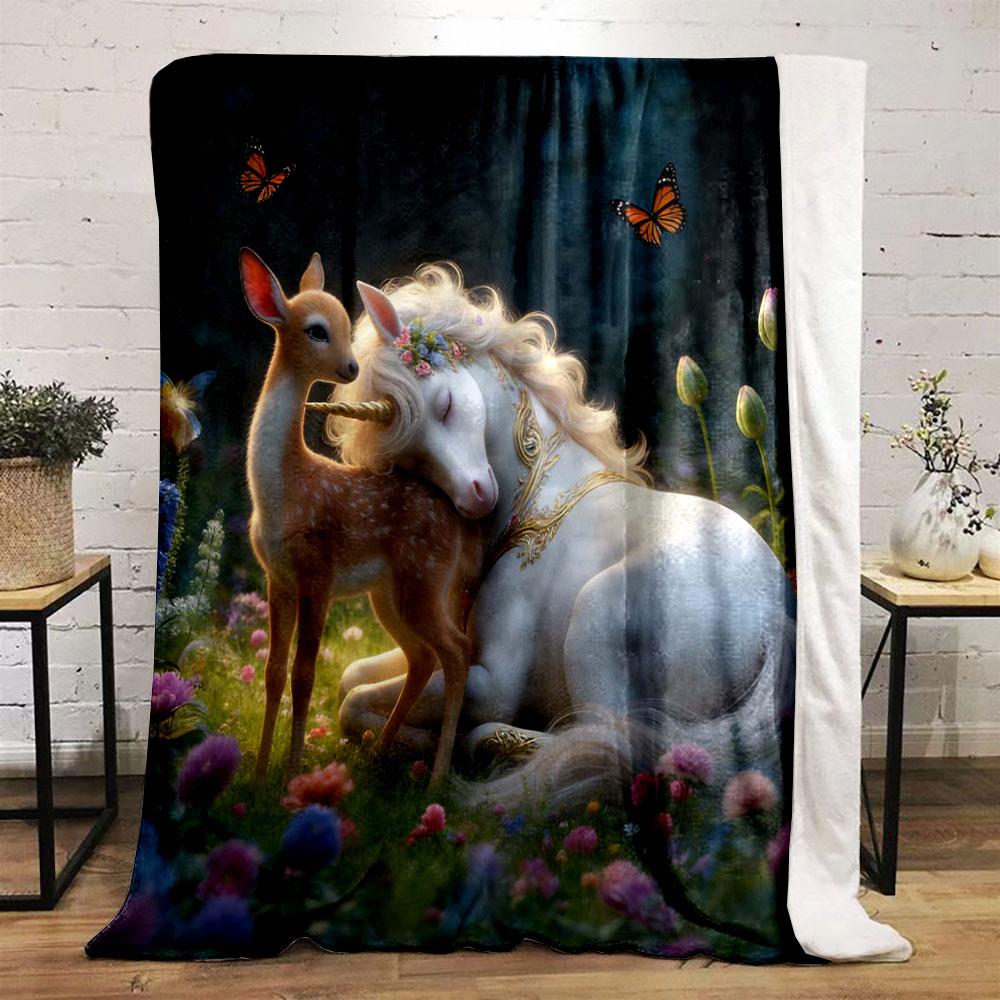 

The Jungle Book Unicorn Deer Printing Adult Children Warm Blankets Home Travel Car Soft Comfortable Suitable for All Seasons 75x90cm