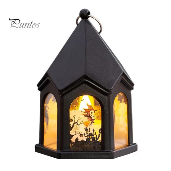 Spooky Table Centerpieces Halloween Pumpkin Lantern, Gothic House Shape LED Flickering Candle Light Plastic Decorative Lights for Party, Centerpieces,