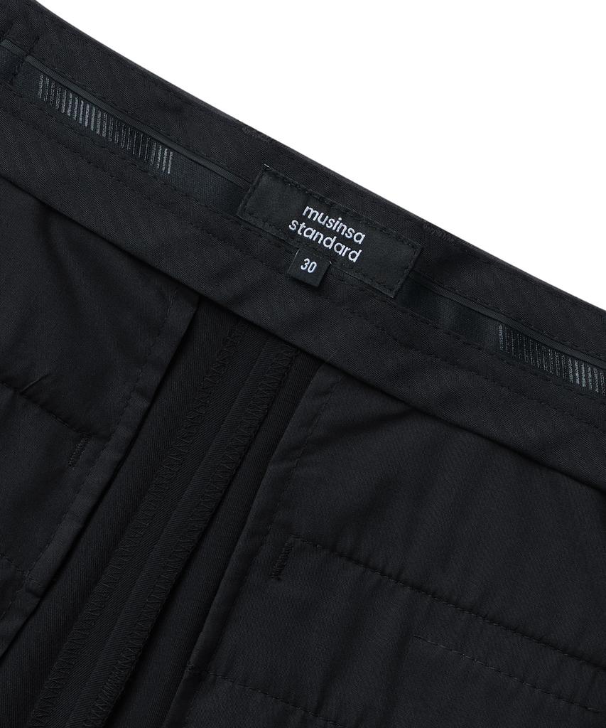 Musinsa Standard Reverse One-Pleat Wide Hidden Banding Slacks [Black]