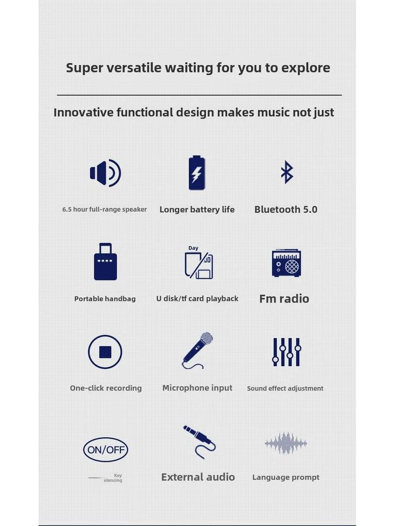 Portable Bluetooth Speaker with Microphone for Outdoor Square Dance, Karaoke, and High-Volume Use