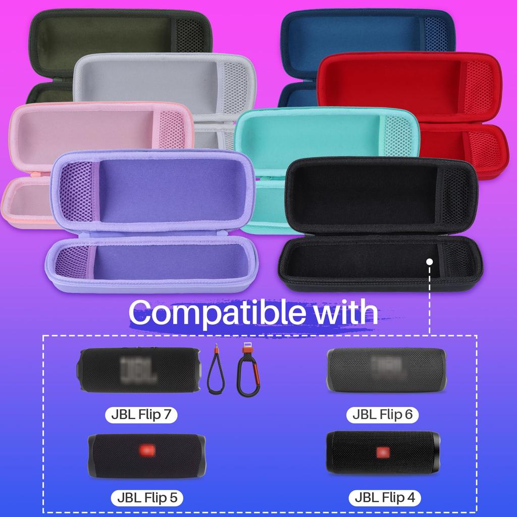 Lebakort Waterproof Portable Bluetooth Wireless Speaker with Storage Case Compatible with Flip Flip Flip and Flip 4 Mint Green 7, 6, 5, (Pink Case)