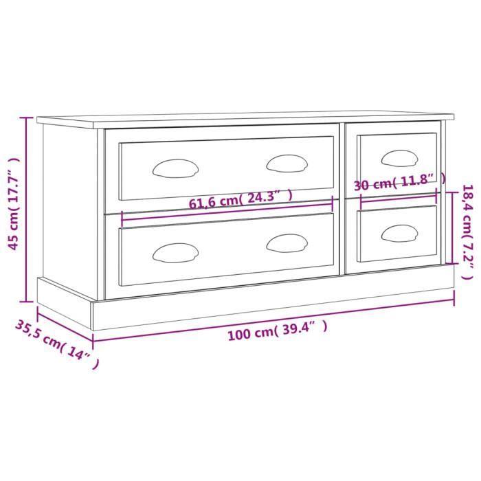 VidaXL TV Cabinet Concrete Grey 100x35.5x45 Cm Engineered Wood 816452