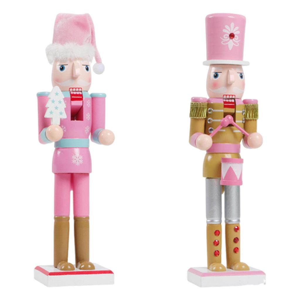 Creative Nutcracker Figurine Christmas Sculpture Wood Ornament for Room Decoration Cabinet Desk