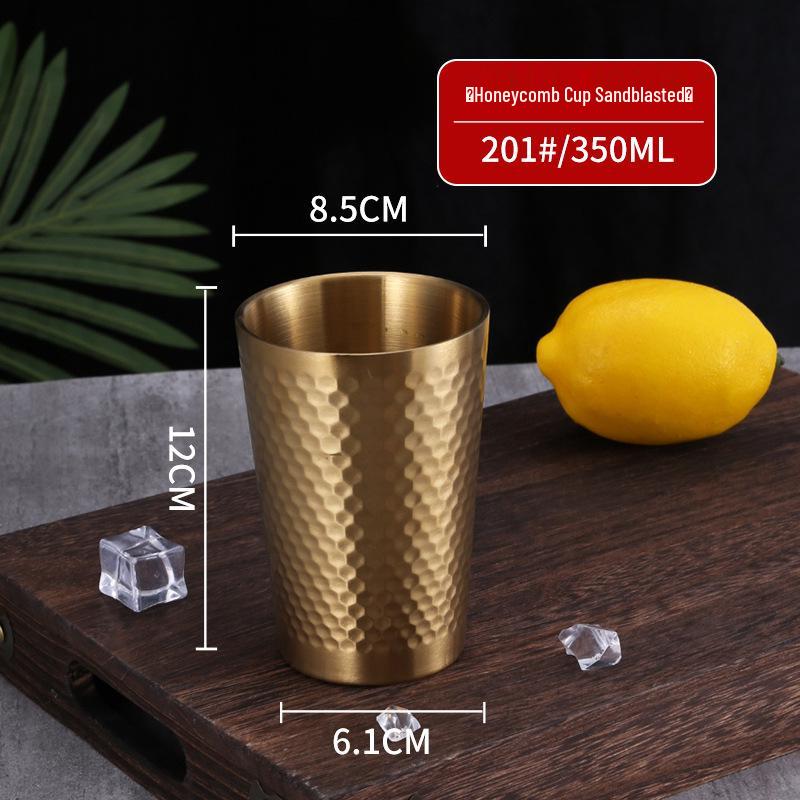 Korean Style Double-Layer Honeycomb Stainless Steel Beer Mug - Durable, Anti-Fall, Ideal for Cold Drinks & BBQs.