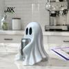 Festive Desk Decorations Halloween Ghost Figurine with Drinks, Resin Statue, Cute Spooky Desktop Small Figures for Gifts Ornament Party Tabletop