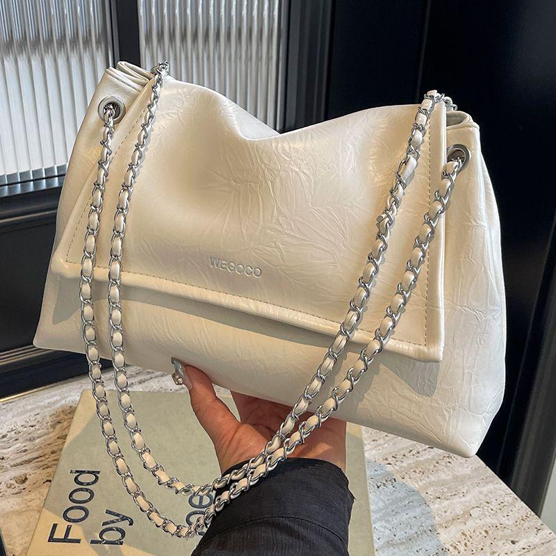 

Bag Female Silver Casual One Shoulder Class Work Clothing Chain Rice White
