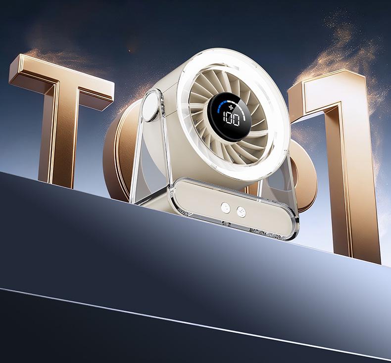 Compact USB Desktop Fan with Digital Display & Remote Control – Quiet Cooling for Dorms and Offices