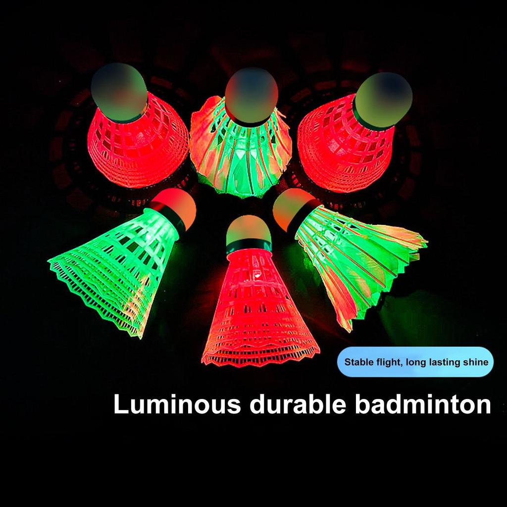 3/6Pcs Luminous Badminton Balls Set, Nylon Sport Badminton, Colorful Light-up Shuttlecocks for Indoor/Outdoor Sports