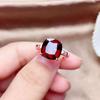 Wosikate Vintage Geometric Shape 10*10Mm Garnet Red Ruby Rose Gold Plated Wedding Ring For Women Copper Jewelry Finger Ring Open