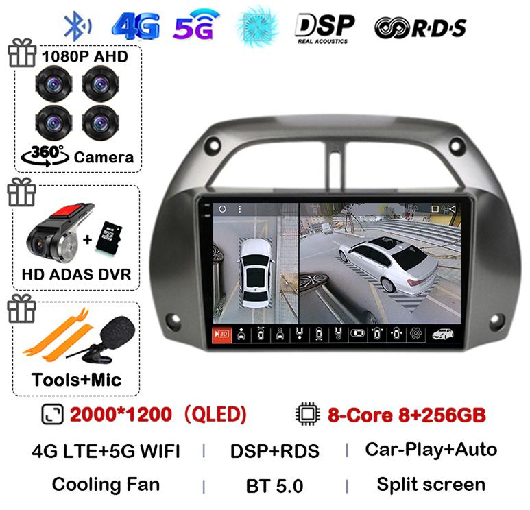 Android14 Carplay Car Radio For Toyota RAV4 Rav 4 2001 2002 2003 2004 2005 2006 Multimedia GPS Player Stereo 2din Head Unit DSP