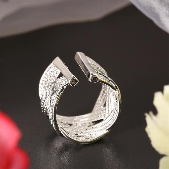 Ring Opening Ethnic Style Artificial Silver Plated Women Fashion Mesh Finger Ring for Wedding Party