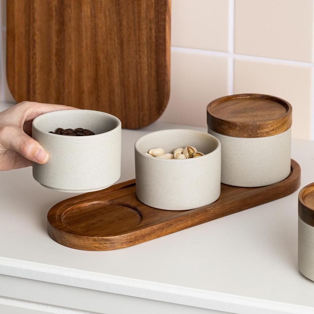 Japanese Coarse Pottery Coffee Bean Storage Jar with Lid for Kitchen Snacks, Dried Fruits, and Nuts