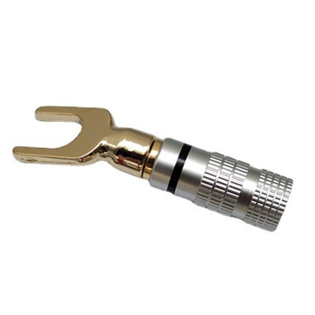 Upgrades Gold Plated U Type Banana Plug Y Speaker Fork Audiophile Plugs for Home Theater & Professional Audio System