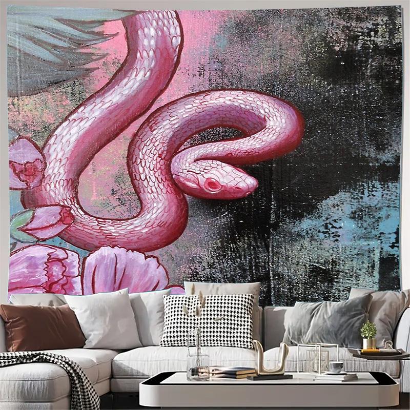 Floral Serpent Tapestry Mystical Forest Wall Hanging Bohemian Home Decor Psychedelic Art Nature Lover Gift Gothic Aesthetic Trip 74x94cm(29x37in)