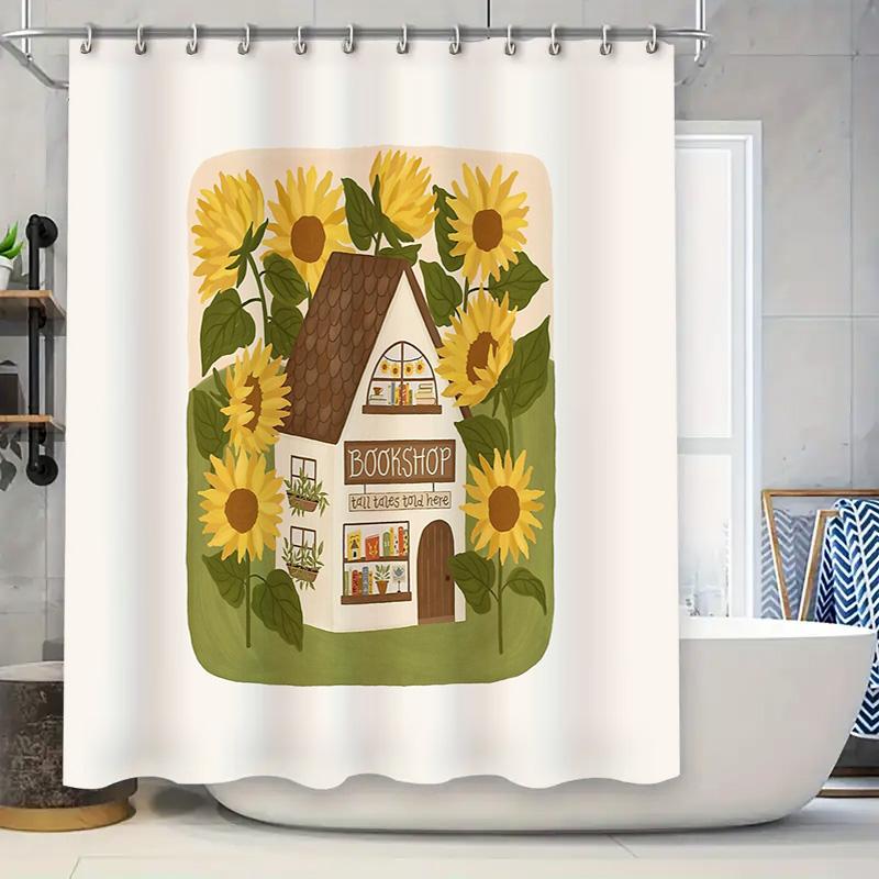 

Vintage Bookstore Shower Curtain Botanical Library Aesthetic Home Decor Waterproof Bathroom Curtains Farmhouse Wall Art W60H190(CM)-1 Pcs