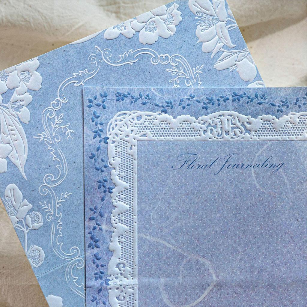 Mò Mò Embossed Letter & Envelope Set: Wish Flower Artistic Style with Greeting Card, Postcard, and Bookmark.