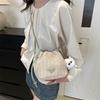 Mini Cute Womens Bucket Bag Trendy Woven Floral Design Phone Holder In Soft Polyester