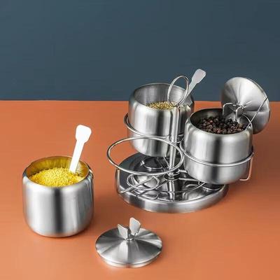 Chuisanhai 304 Stainless Steel Rotating Spice Jar Set (3-Piece)