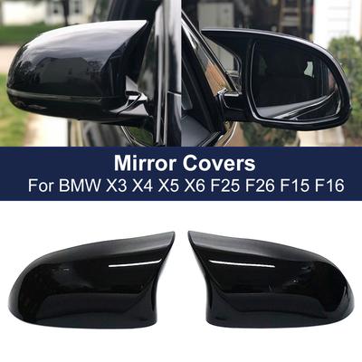 Vysoce kvalitní kryt zrcátka levý pravý zadní pohled uhlíkové vlákno lesklá černá Pro BMW F25 X3 F26 X4 F15 X5 F16 X6 2014-2018