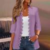 Women's Fashion Casual Seven Split Sleeve Solid Color Lace Cardigan Jacket
