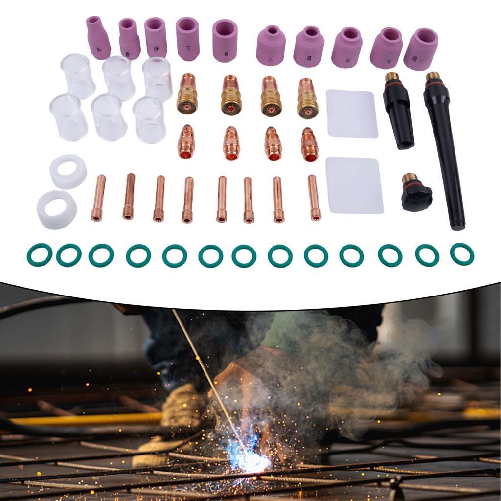 49Pcs TIG Welding Torch For Stubby Gas Lens #10  Glass Cup Kit For WP-17/18/26