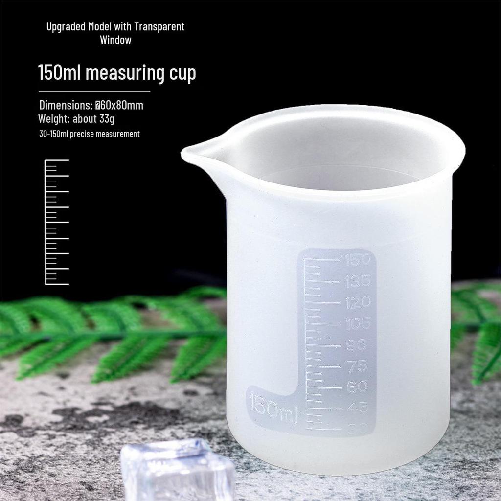 Multifunction Silicone Measuring & Mixing Cup with Epoxy Stirring Stick and Glue Dispensing Spoon for DIY Baking Tools