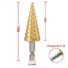 3pcs HSS Titanium Coated Step Drill Bit 4-12 4-20 4-32 Ing Power Tools, Metal High Speed Steel Wood Hole Cutter Cone.
