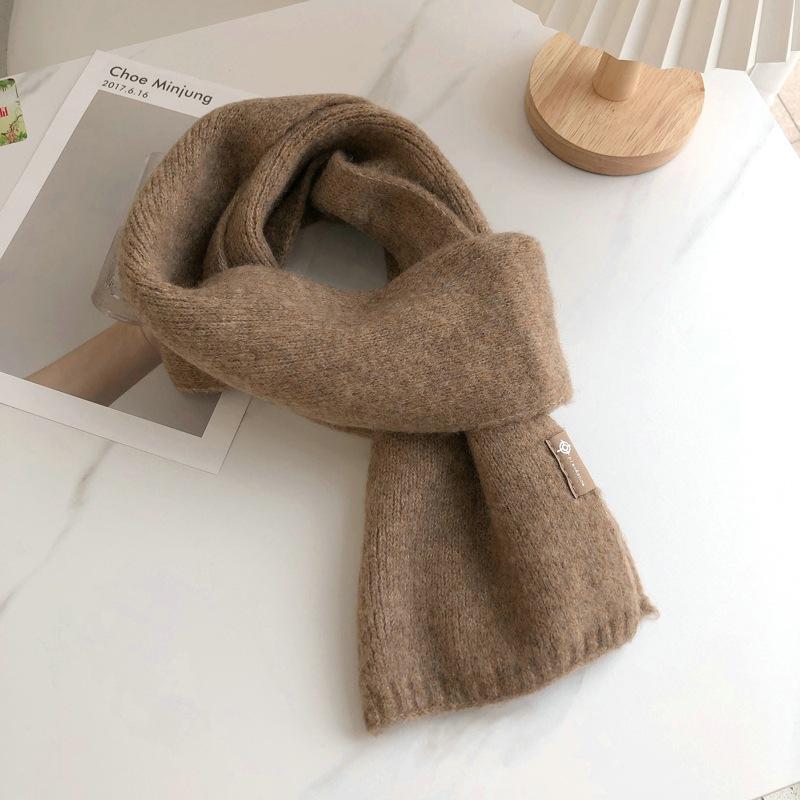 Eșarfă tricotată pentru femei, de culoare solidă, lână, toamnă, iarnă, eșarfe calde, design simplu, șal de cașmir moale îngroșat